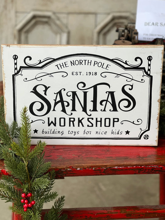 Santa's Workshop Sign | 15.75" Wooden Christmas & Holiday Home Decor