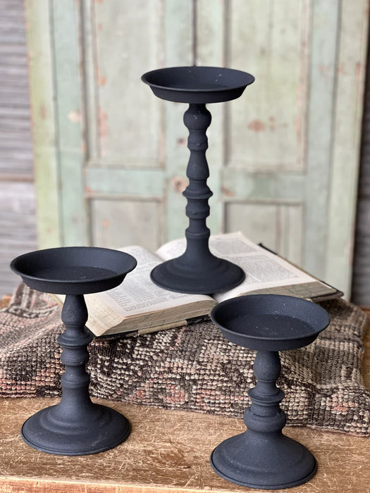 Verona | 9" and 12" Black Metal Candle Holder