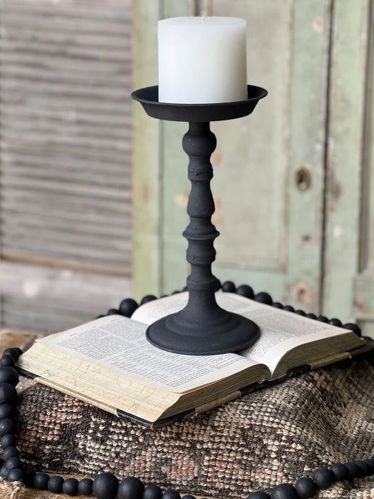 Verona | 9" and 12" Black Metal Candle Holder