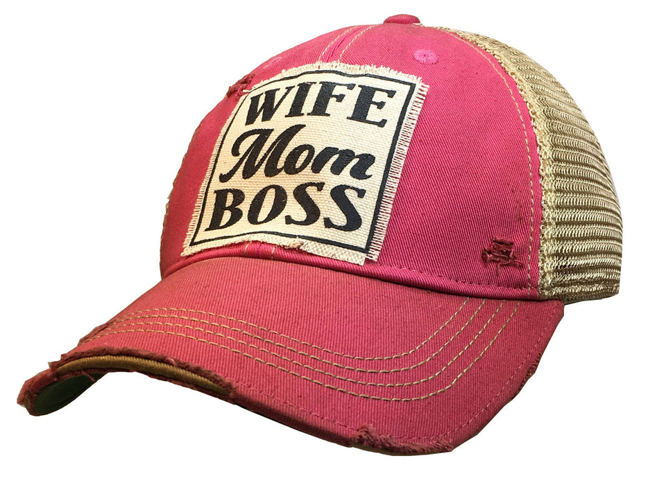 Vintage Life - Wife Mom Boss Distressed Trucker Cap