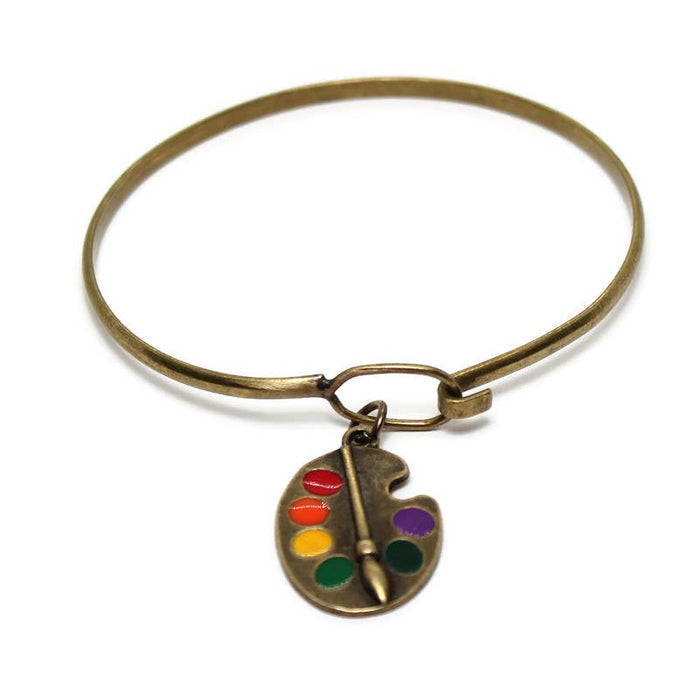 Gleeful Peacock - Artist Palette Charm- Charm Only, Bracelet or Necklace