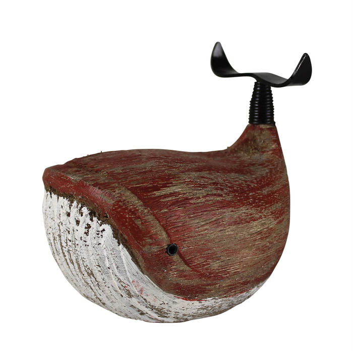 Cabrillo Wood Whale, Red - Red | Coastal Home Decor