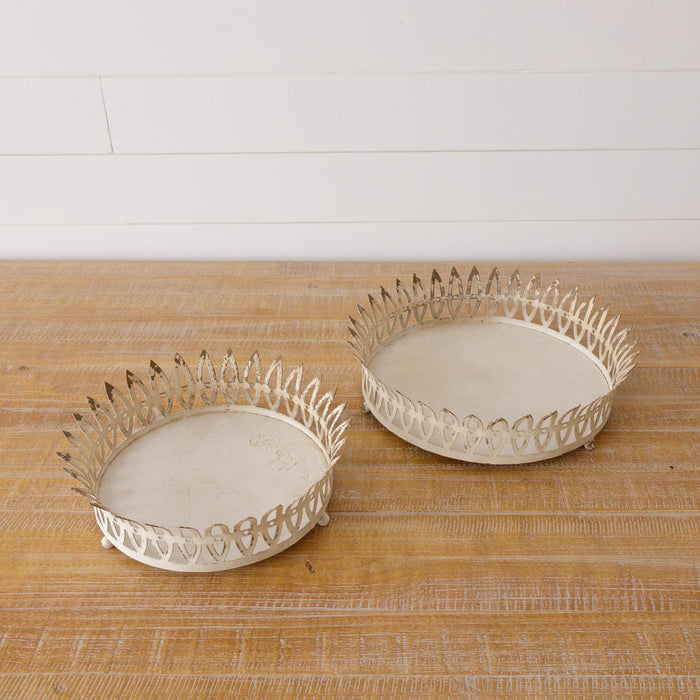 Metal Arch Tray Set | Distressed Cream Cathedral
