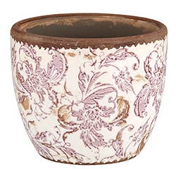 47th & Main (Creative Brands) - Cream And Maroon Flower Pot