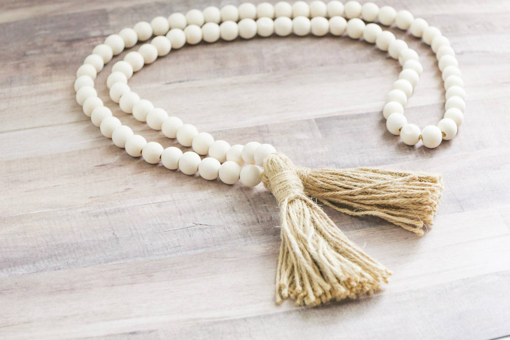 Ivy and Sage Market - Eco-friendly Natural Wood Bead Garland with Tassels