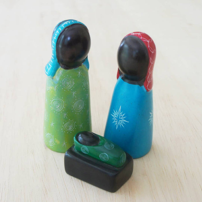 Colorful 3 Piece Nativity | Fair Trade from Kenya | Handmade