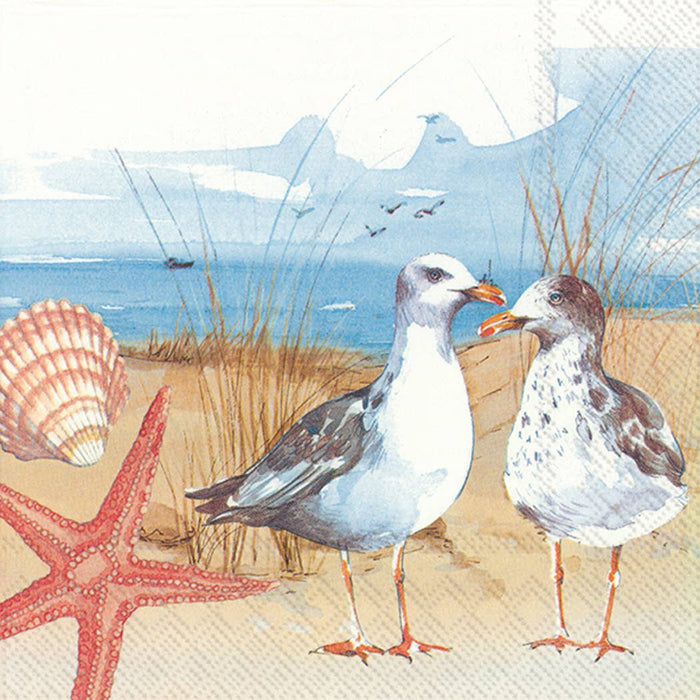 Seagulls at the Beach Paper Cocktail Napkin