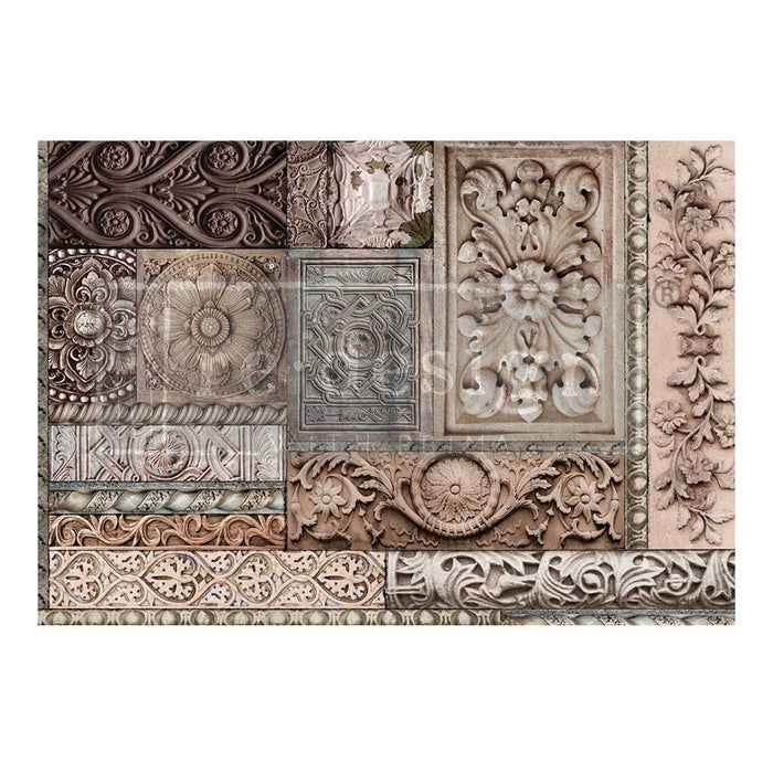 CARVED STONEWORK – 1 SHEET, A1 SIZE | A1 DECOUPAGE FIBER | Redesign with Prima