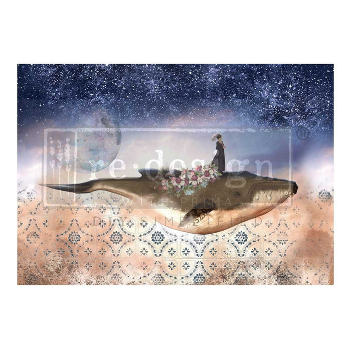 WHALE IN COSMOS – 1 SHEET, A1 SIZE | A1 DECOUPAGE FIBER | Redesign with Prima
