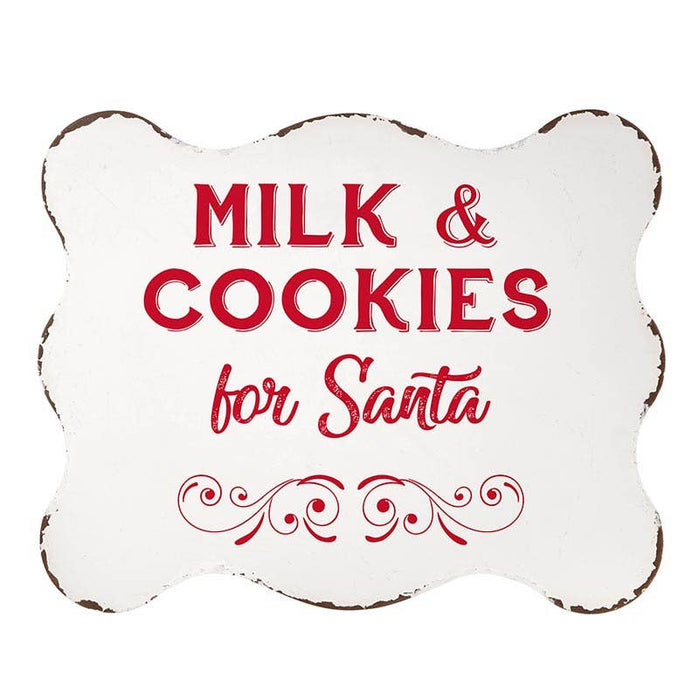 Milk & Cookies for Santa Metal Sign with Stand | Christmas & Holiday Decor