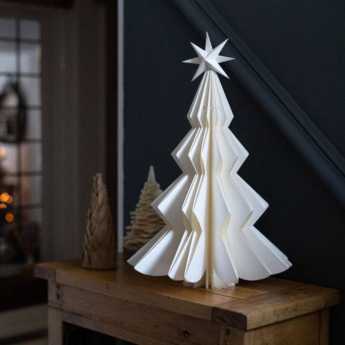Freestanding Medium White Paper Christmas Tree