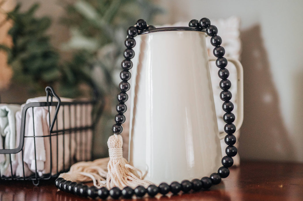 Ivy and Sage Market - NEW!!! Eco-friendly Black Wood Bead Garland with Tassels