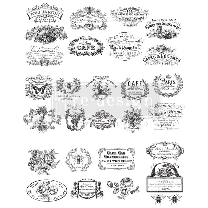 Classic Vintage Labels | Full Size 24 x 30 | Crockery and French transfers by Redesign with Prima