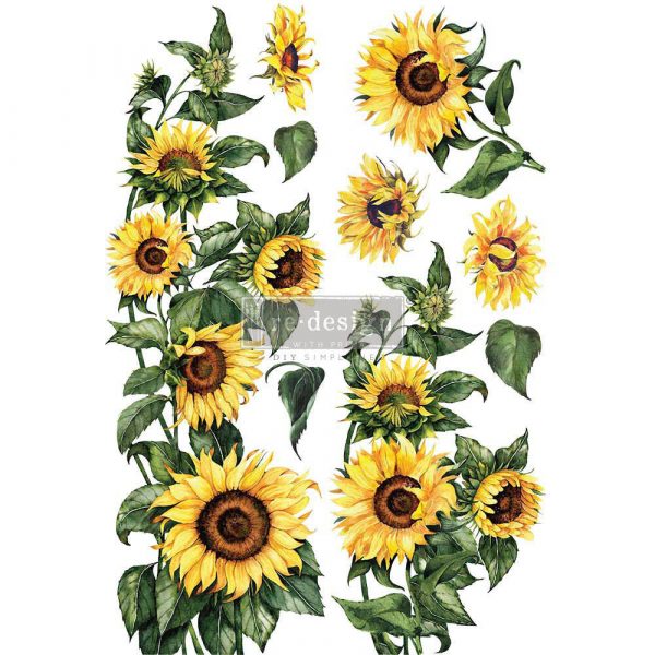 DECOR TRANSFERS® – SUNFLOWER – TOTAL SHEET SIZE 24×35, CUT INTO 2 SHEETS