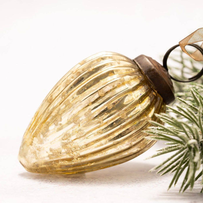 3" Large Gold Ribbed Glass Pinecone