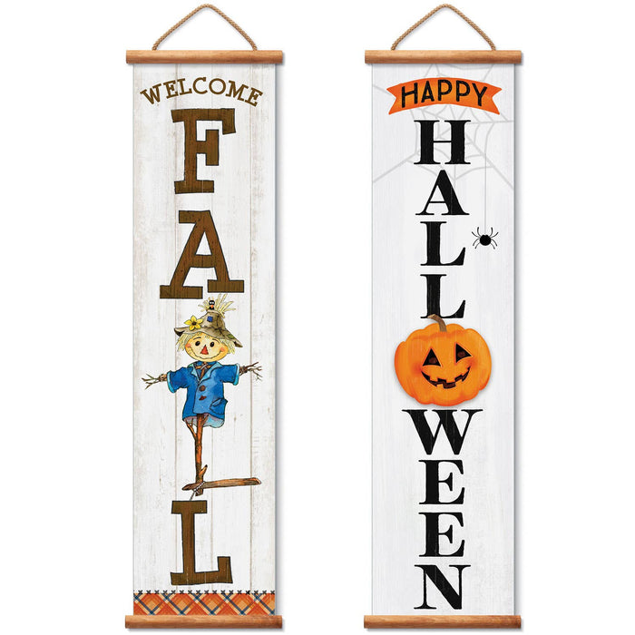 Welcome Fall/ Happy Halloween Reversible Banner Greeter