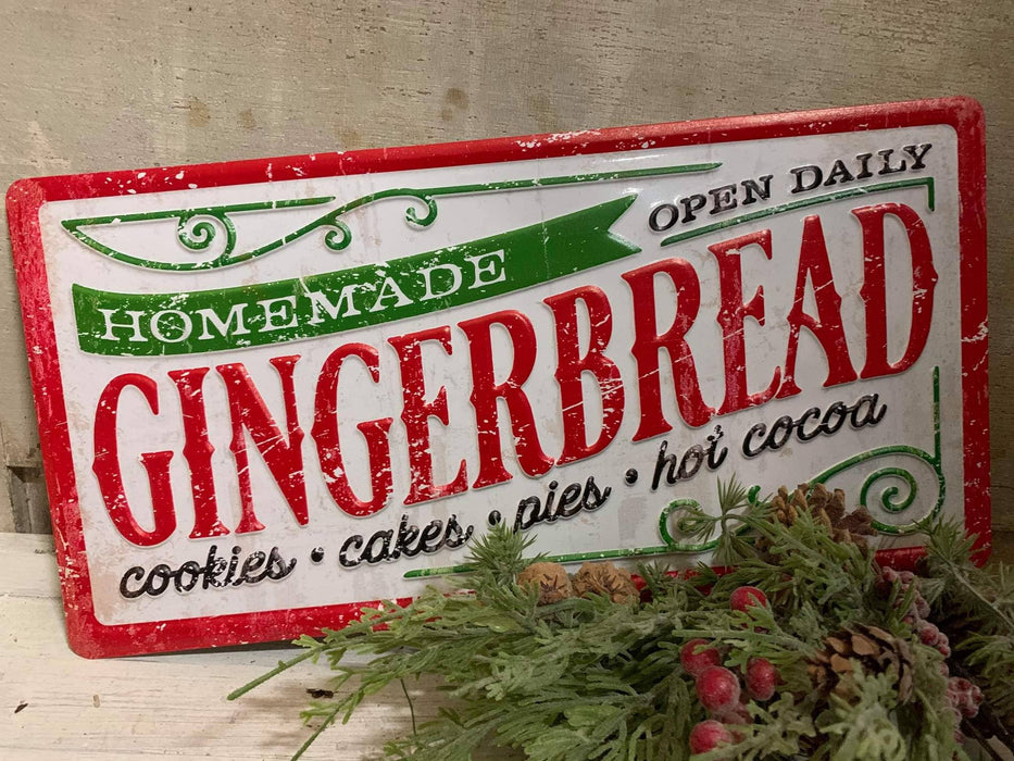 Gingerbread Metal Sign | Christmas & Holiday Home Decor | 16x8 in