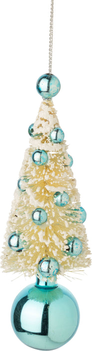 Vintage Style White Bristle Tree with Pale blue orbs Ornament | Christmas & Holiday Home Decor