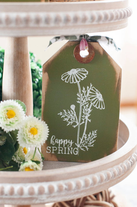 Handmade 365 - Happy Spring Wooden Tag Sign