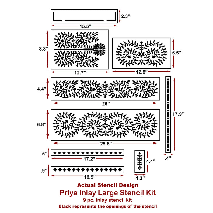 Priya Bone Inlay Stencil Kit | Large | Cutting Edge Stencils