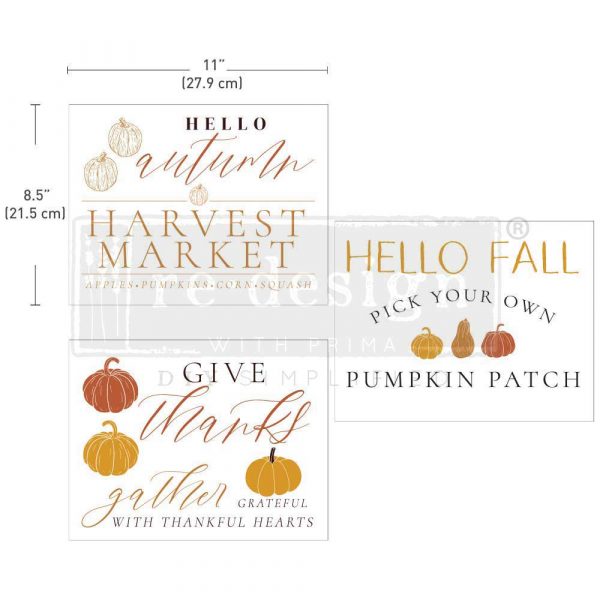 FALL FESTIVE – 3 SHEETS, 8.5″X11″ | Middy DECOR TRANSFERS | Redesign with Prima