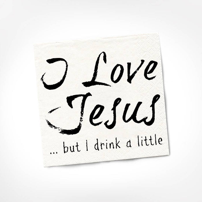 Twisted Wares - I Love Jesus... But I Drink A Little COCKTAIL NAPKIN