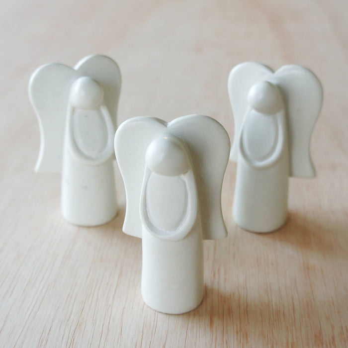 Natural Standing Angel | Carved Soapstone | Handmade | Fair Trade from Kenya