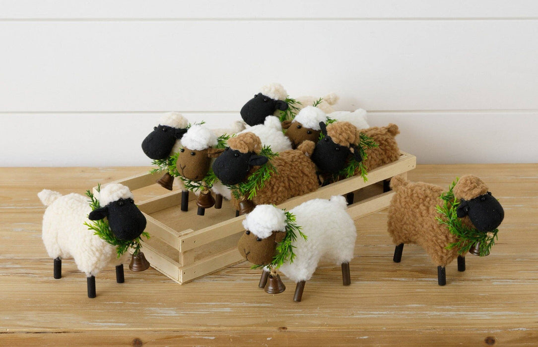 Fuzzy Holiday Sheep: Brown, Cream, or White