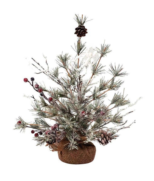 Sm Frosted Tree W/pinecone & Red Berry