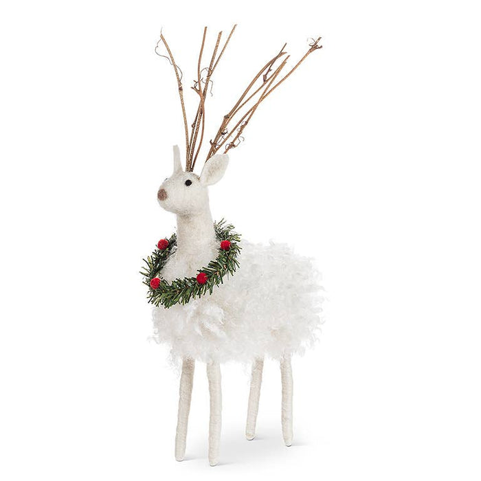 Lg Shaggy Coat Deer | 12 inches high | White Christmas & Holiday Decor