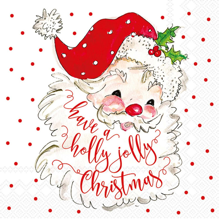 Holly Jolly Christmas Whimsical Santa | 20 ct Paper Napkin for Holiday Tabletop or Decoupage