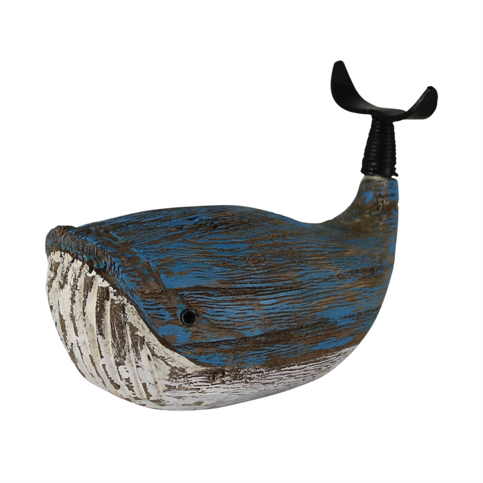 Cabrillo Wood Whale, Blue | Coastal Home Decor