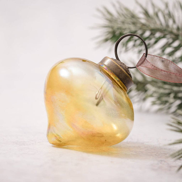 Bollywood Christmas - 3" Large Gold Luster Glass Lantern