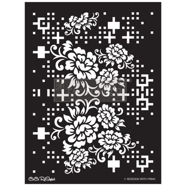 Floral Matrix | Floor Wall & Decor Stencil | 18 x 25.5 inches | Redesign with Prima