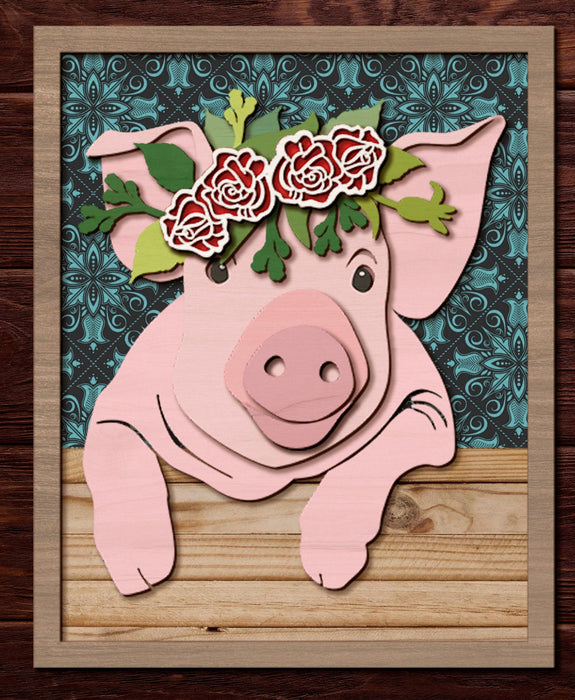 Wooden Craft Kit: Pig with flowers