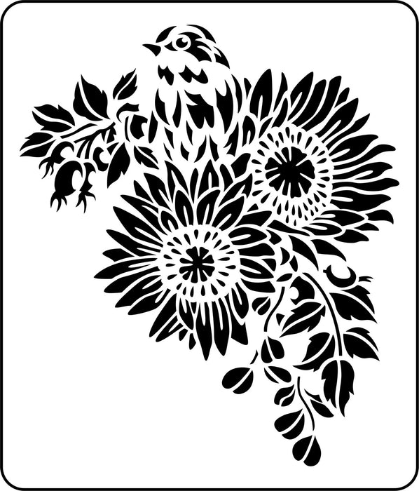Sunflower Bird Stencil