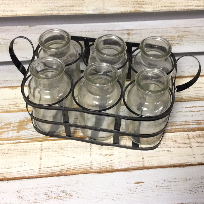 Glass jar set with holder