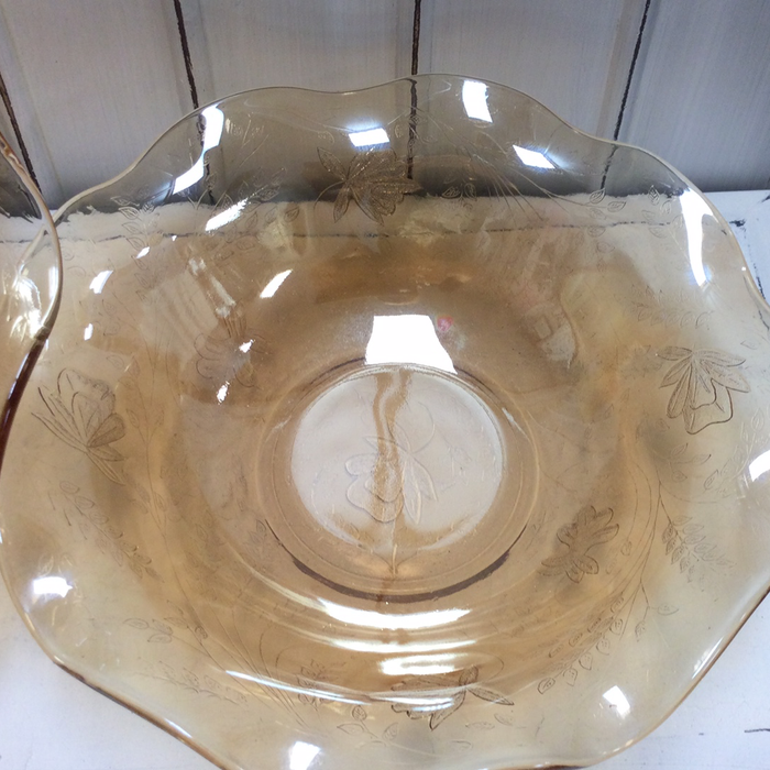 Vintage  Jeanette Glass Co. Amber Fluted Bowls